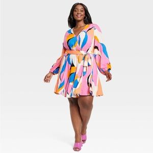 Ava & Viv Balloon Long Sleeve Woven Dress XXL